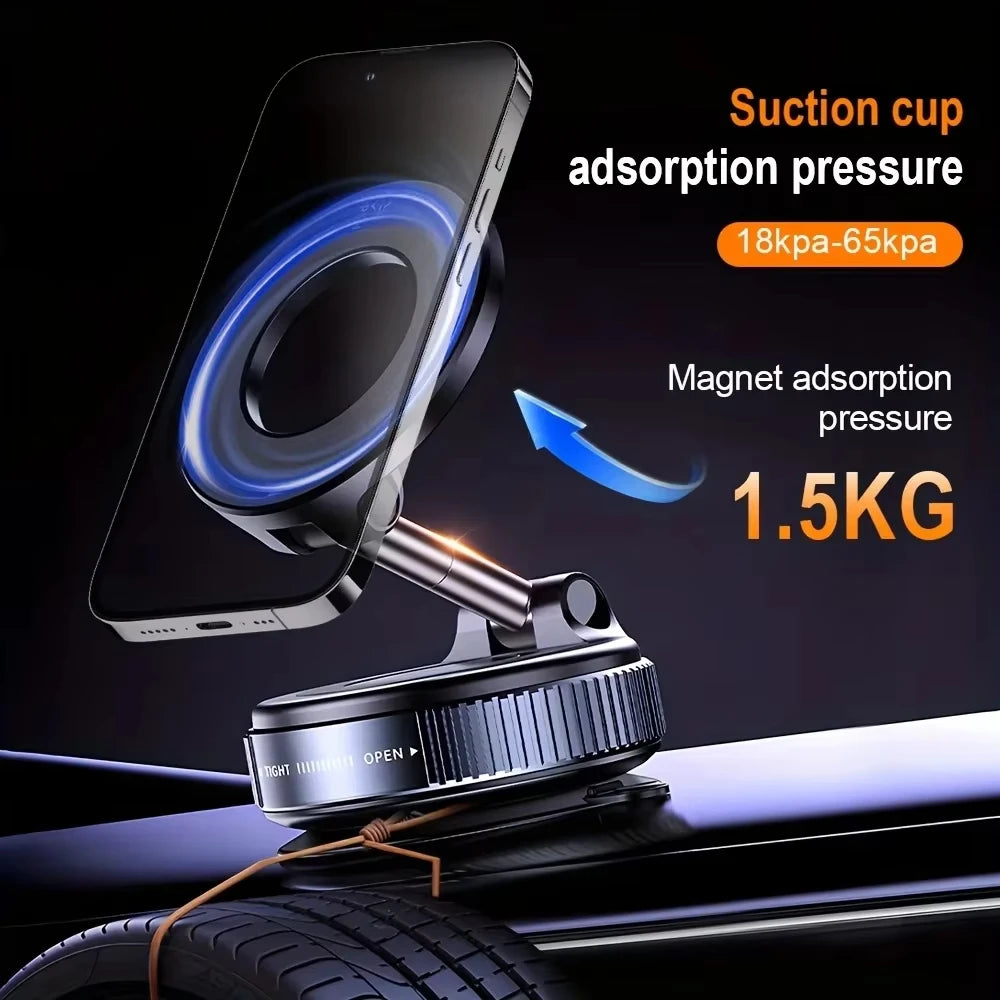 Magnetic Car Phone Holder with Suction Cup - 360° Rotatable & Foldable MagSafe Compatible Mount