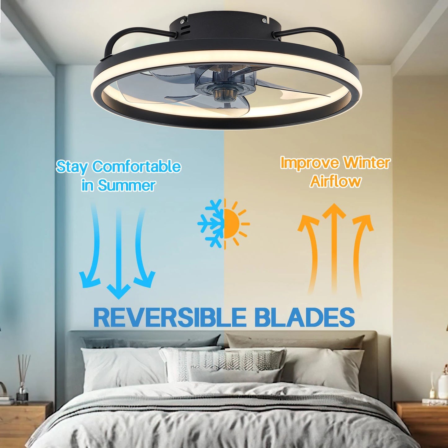 Ceiling Fans With Remote Control and Light LED Lamp Fan Smart Silent Ceiling Fans For Bedroom Living Room Decor Ceiling Lamp