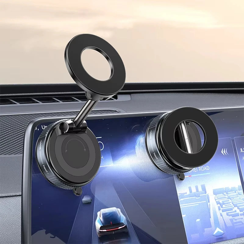 Magnetic Car Phone Holder with Suction Cup - 360° Rotatable & Foldable MagSafe Compatible Mount