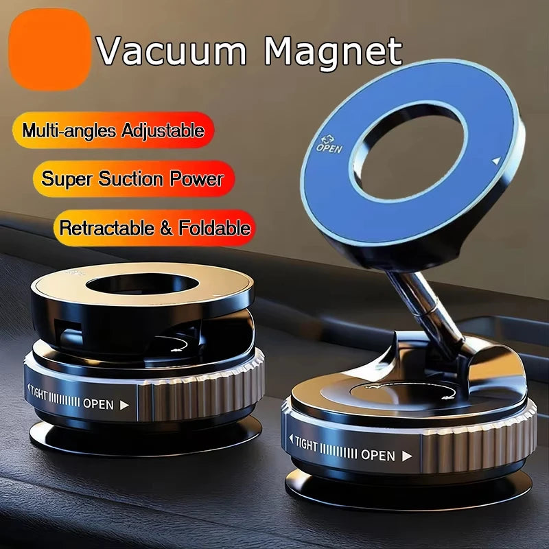 Magnetic Car Phone Holder with Suction Cup - 360° Rotatable & Foldable MagSafe Compatible Mount