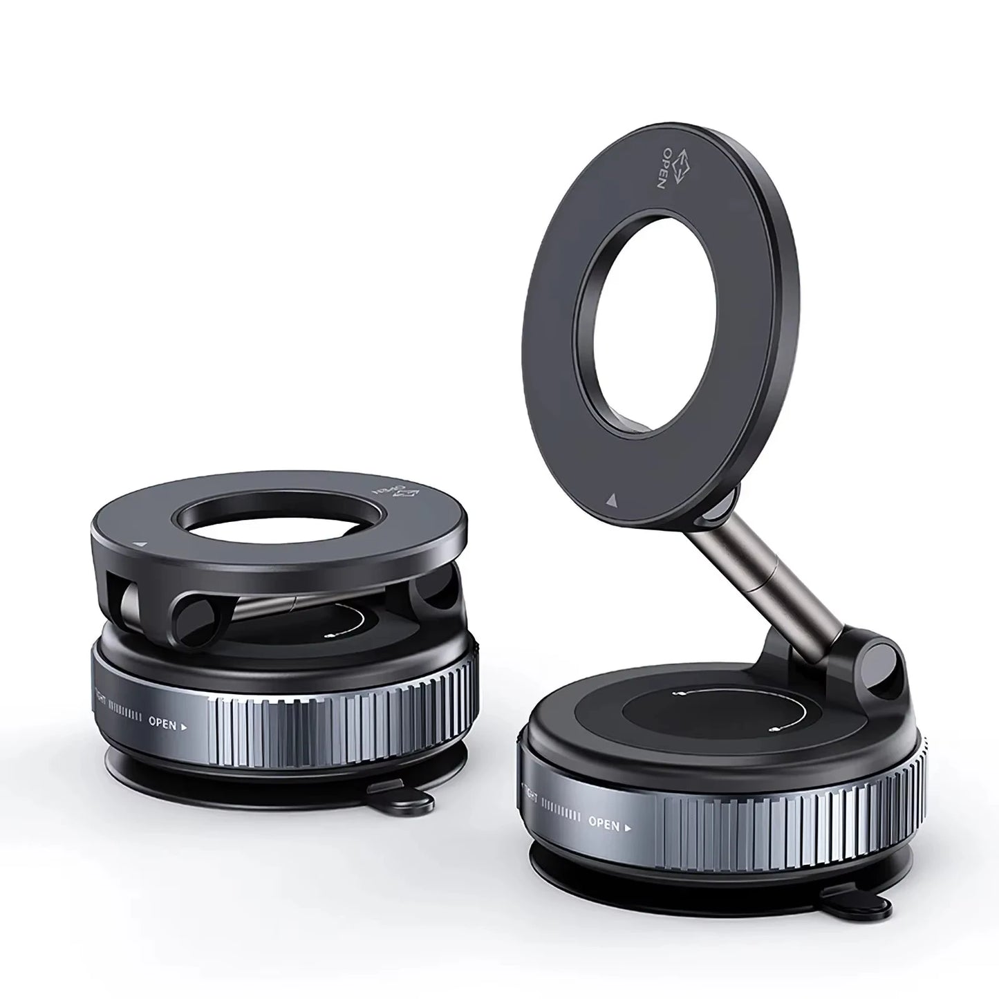 Magnetic Car Phone Holder with Suction Cup - 360° Rotatable & Foldable MagSafe Compatible Mount